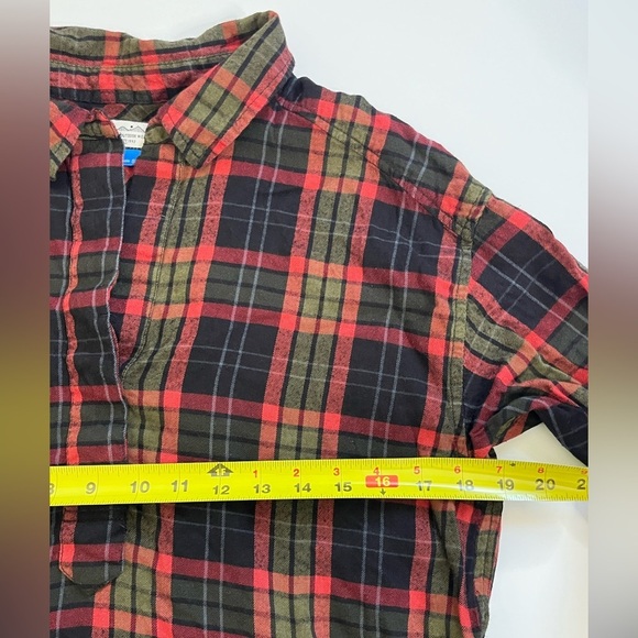 Kavu Red Green Plaid Flannel Popover Long Sleeve Size Small - Picture 7 of 8